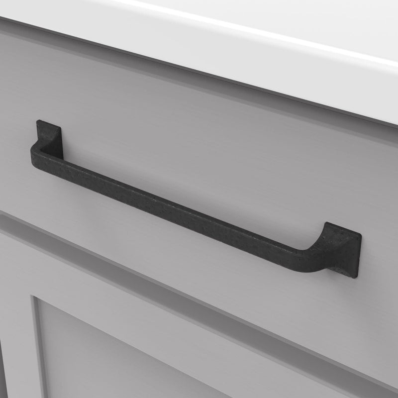 Hickory Hardware 1 Pack Solid Core Kitchen Cabinet Pulls, Luxury Cabinet Handles, Hardware for Doors & Dresser Drawers, 8-13/16 Inch (224mm) Hole Center, Black Iron, Forge Collection 8-13/16 Inch Center to Center