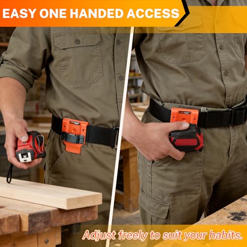 MELOTOUGH Hammer Holder for Belt – Heavy-Duty Orange ABS Holster + Drill Holder for Tool Belt – Orange ABS Holster + Tape Measure Holder for Belt