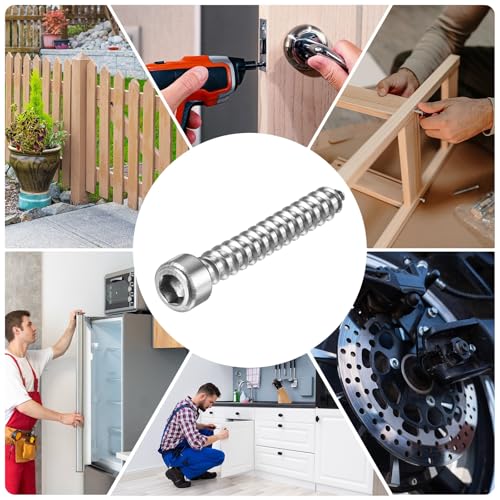 M METERXITY 100 Pack Hex Socket Head Screws, M6x40mm Stainless Steel Bolts Full Thread Self Tapping Screws for Furniture Machinery Electrical Appliances [Silver]