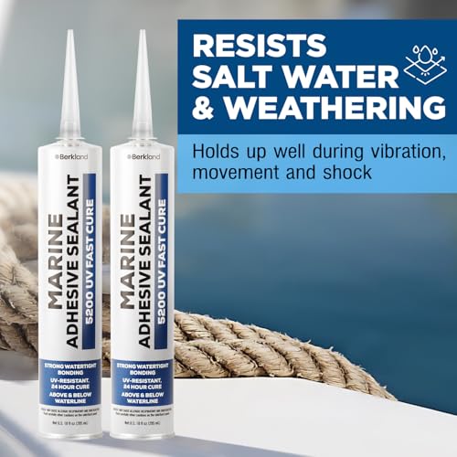 Berkland Marine Adhesive Sealant 5200 Fast Cure, 10 oz White 2-Pack