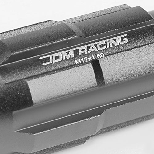 DNA MOTORING LN-ZTL-9025-15-GM 20Pcs M12 x 1.5 Open End Style Wheel Lug Nuts w/Deep Drive Extension Adapter, 24mm OD/50mm H, Gun Metal