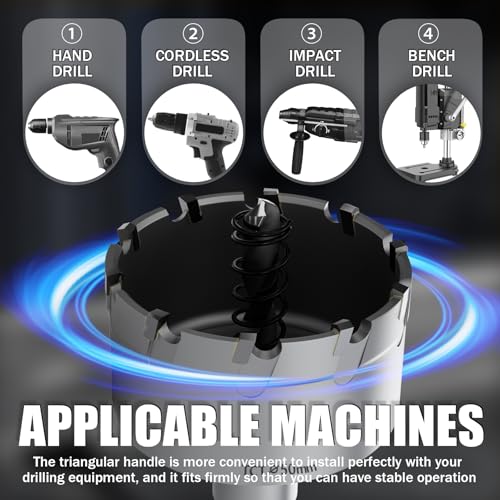 GSTK 20PCS Upgrade Heavy Duty Carbide Hole Saw Kit,with 5*Extra Titanium Plated Pilot Center Drill and 2* Spring，for Hard Metal, Stainless Steel, Iron 15pcs