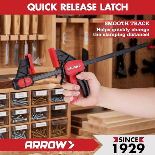 ARROW 2-Piece 12" Medium Duty Bar Clamps for Woodworking with 150LBS Force 12"(2)