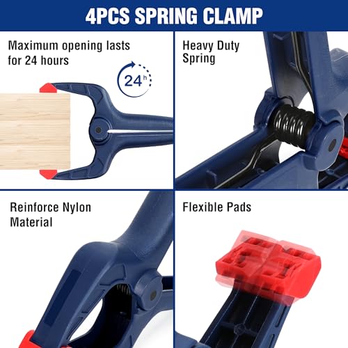 WORKPRO 10-Pack Clamps for Woodworking, 12" & 6" Bar Clamps, 2 Quick-Release Ratcheting Wood Clamps and 4 Spring Clamps, Light Duty F Clamps/Spreader 150 LBS Load Limit