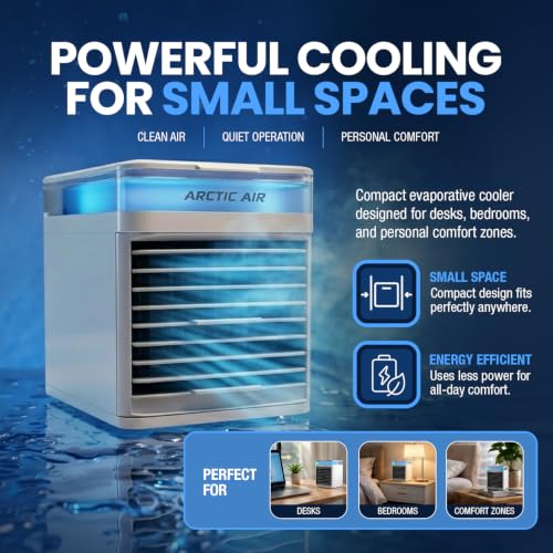 Arctic Air Pure Chill 2.0 Evaporative Air Cooler by Ontel - Powerful, Quiet, Lightweight and Portable Space Cooler with Hydro-Chill Technology For Bedroom, Office, Living Room & More,Blue No Size