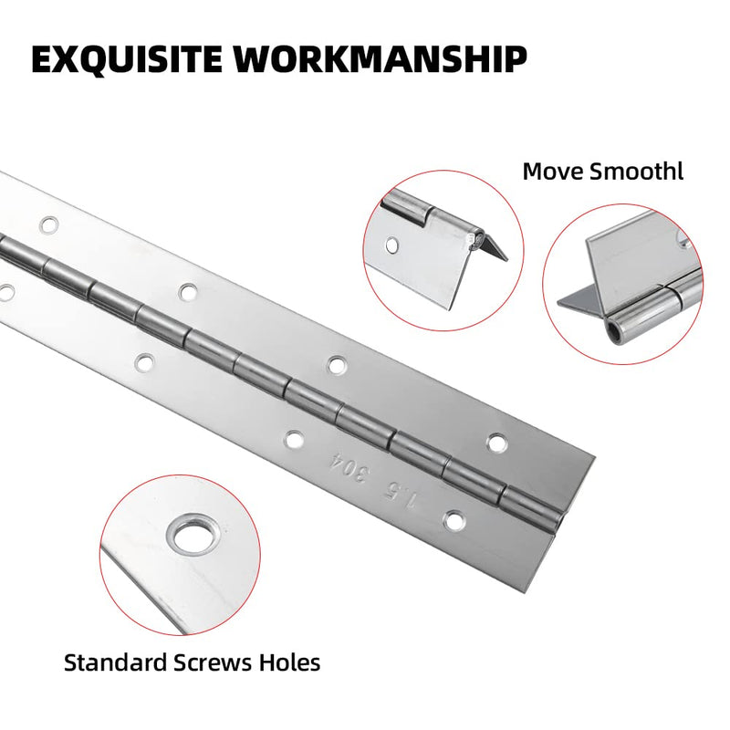 Marine Grade 304 Stainless Steel Piano Hinge, 16.5"X2" Continuous Boat Hinge, 0.06'' Thickness Heavy Duty Polished Finish Long Hinge with Screw for Cabinet, Cabin Door, Stocker Box(2 Pack) Marine Grade 304 Stainless Steel 16.5 Inch (2PCS)