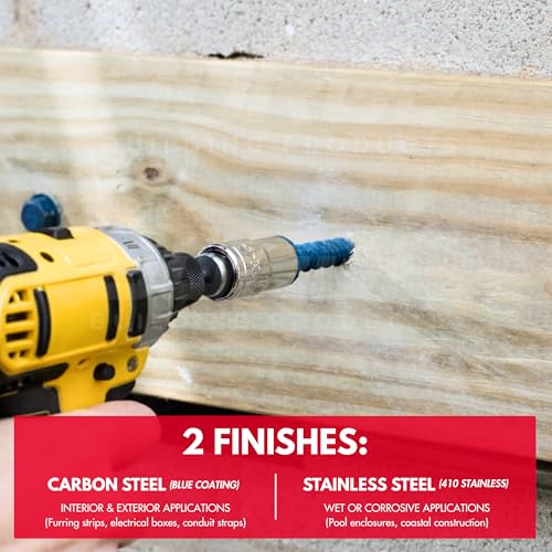 1/4" x 2-3/4" Hex Head Blue Concrete Screws with Drill Bit (Box of 100) 1/4" x 2-3/4"