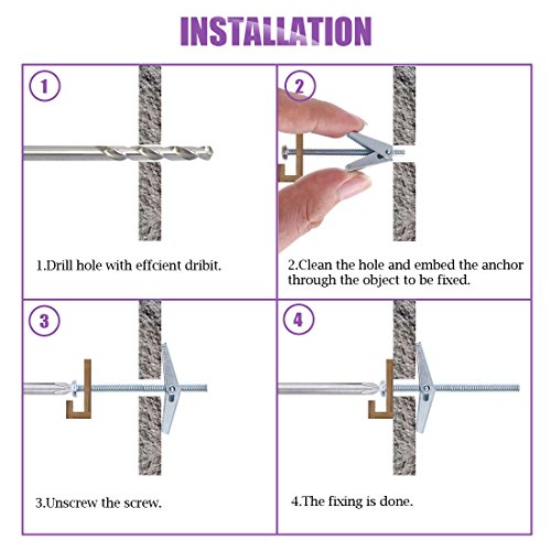 Swpeet 124Pcs Toggle Bolt Wing Nut Kit and Zinc Self Drilling Drywall Achors Kit