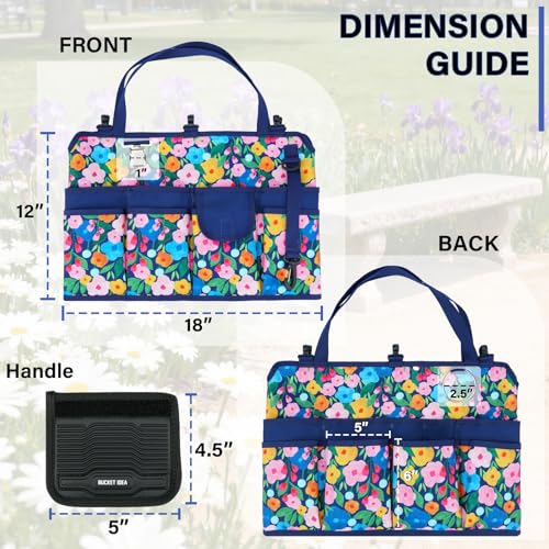 KUNN Garden Tool Organizer Belt Multifunctional Work Apron Pouch for Gardeing Florist Plumbing,Black + 18-Pocket Bucket Tool Organizer | Heavy-Duty 5 Gallon Bucket Caddy