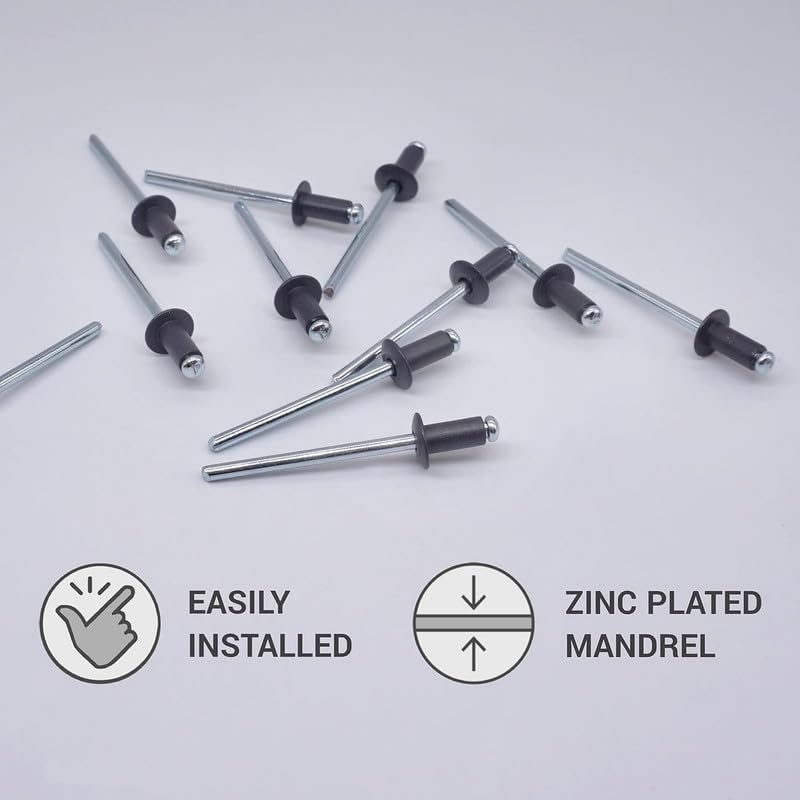 (Pack of 1000) Painted Blind Rivets 5/32" x 5/16" (4.0 x 8 mm), Dome Head, DIN 7337, Aluminium Rivets and Steel Mandrel, Pop Anthracite Grey Ral 7016