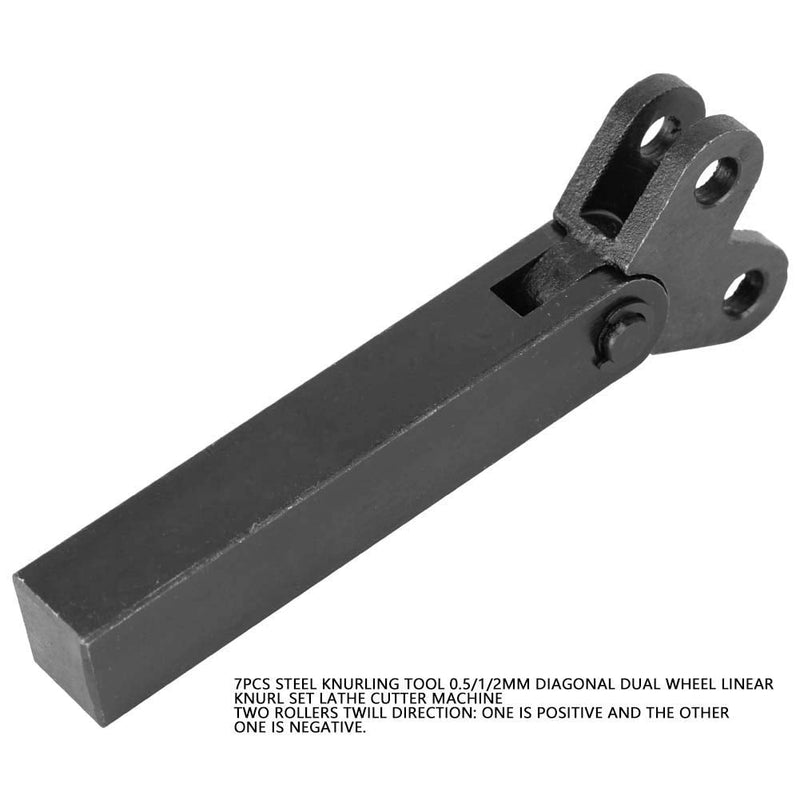Knurling Tool 7 Pieces Black Steel Knurling 0.5/1/2 mm Diagonal Dual Linear Wheel for Processing Machine Surface Pattern Knurling Tool Set Precision Tools for Metalworking