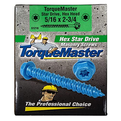Star Drive Hex Washer Head Masonry Screws, 100 Pieces with Drill Bit - 5/16" x 2-3/4" Concrete Masonry Screws, Rust Resistant High Strength 5/16" x 2-3/4"