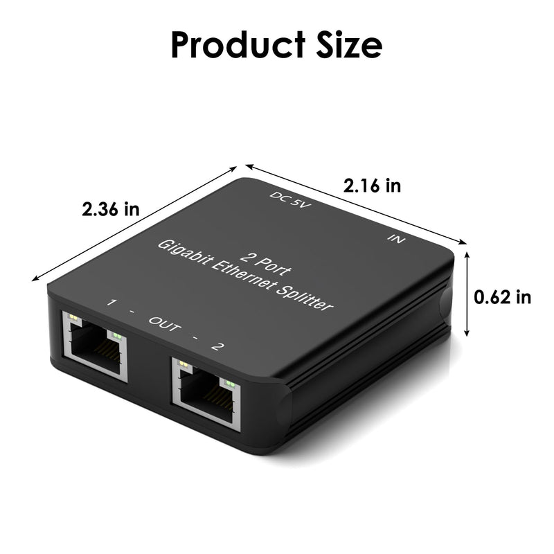 RJ45 Ethernet Splitter RJ45 Splitter High Speed 1000Mbps Network 1 In 2 Out (2 Devices Networked Simultaneously) RJ45 Ethernet Coupler Splitter for Cat5/Cat5e/Cat6/Cat6a/Cat7/Cat8 Internet Cable RJ45 1 to 2 1000Mbps Black
