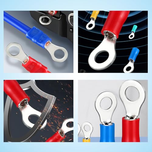 10 x Ring Cable Lugs 4-6 mm² Yellow Hole Diameter M10 Cable Lugs Crimp Connector Partially Insulated PVC Cable Connector Made of Tin-Plated Copper 4 - 6 mm², M10