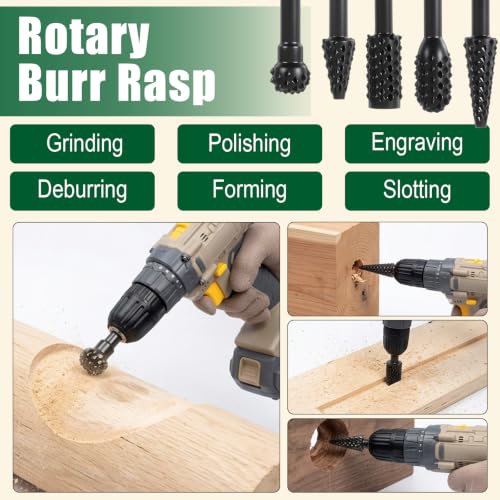 14Pcs Angle Grinder Wood Carving Discs Set, Wood Grinding Wheel for 4" or 4.5" Angle Grinders, Equipped with Rotary Burr & 5/8" Adapter Rings, StumpGrinder Tool Grinding Wheel Shaping Disc