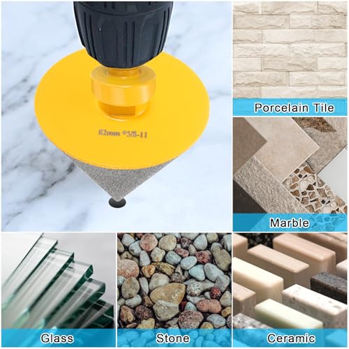 HARFINGTON Diamond Beveling Chamfer Bits 83mm Dia 5/8-11 Thread Cone Bit 82mm Yellow