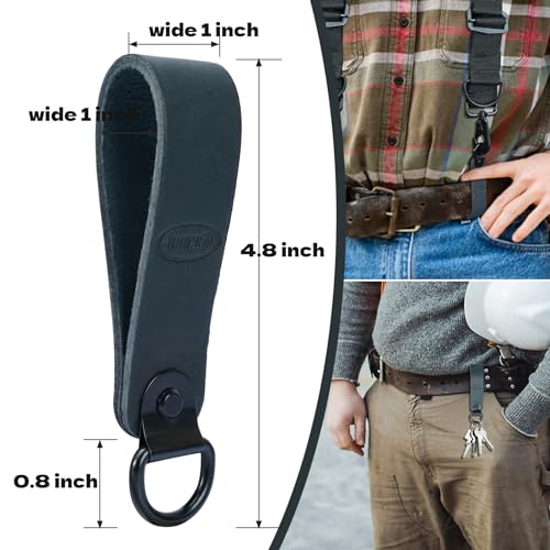 KUNN Tool Belt Suspenders Padded & 4-Piece Leather Tool Belt Suspender Loops