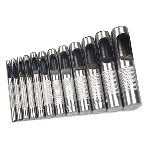OWDEN 12Piece Leather Hole Punch Set,(1/8”-3/4”) with a Cutting Mat.