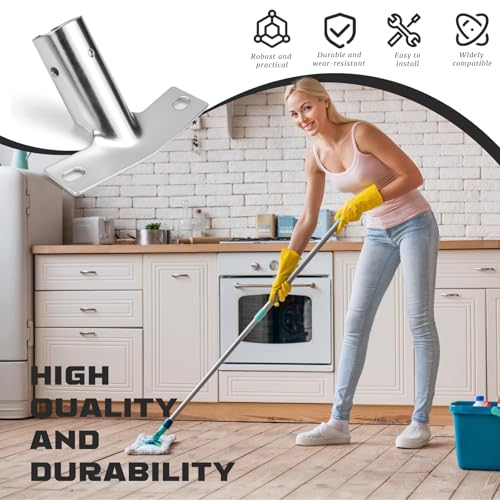 Metal Handle Holder for Broom Handle Holder Metal Holder Pack of 3 Handle Holder for Broom Handles Broom Handle Holder Including Screws Handle Holder for Telescopic Rod and Broom Handle