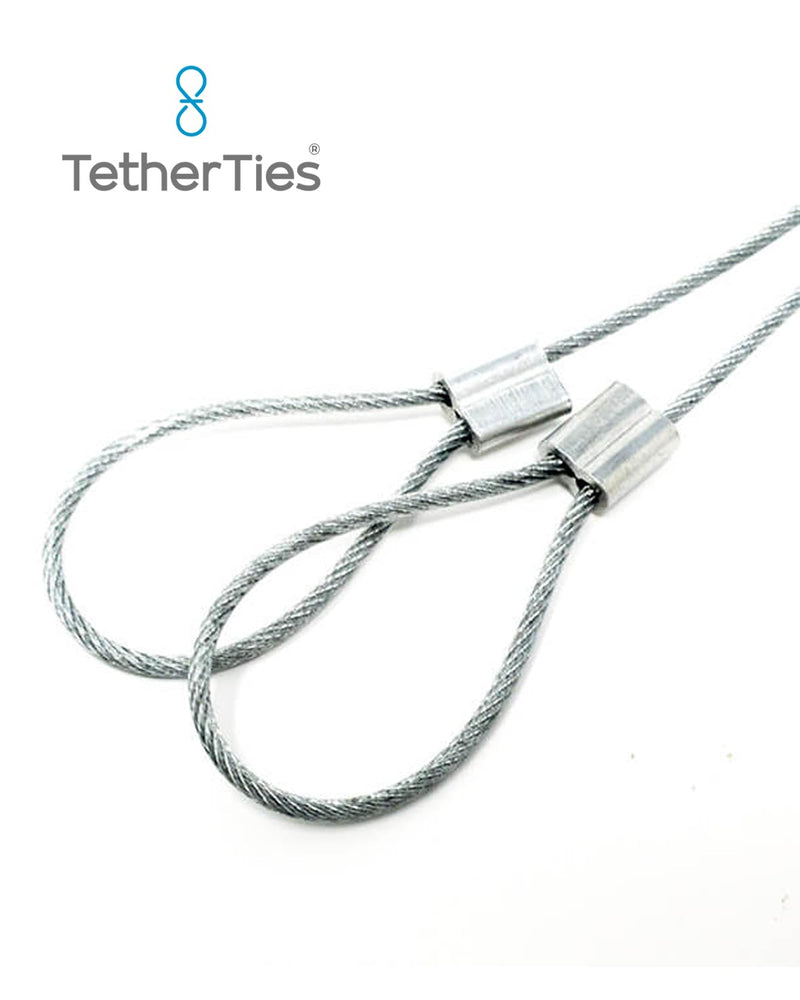 Multi-Adapter Cable Tethers Kit - Nylon coated stainless steel wire tether cable - Easy Installation - Secure Remote Control Tethers, Adapters, Dongles & More - Free Crimping Tool Silver 10 Pack Multi-Adapter TetherTies