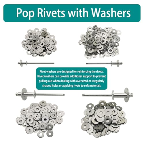 940Pcs 14 sizes Silver Pop Rivets with Washer 3/32" 1/8" 5/32" 3/16" blind rivets for metal Dome Head
