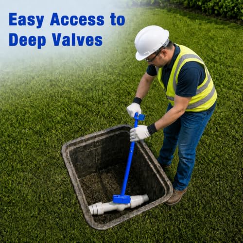 Fuzqq 27.7-Inch Ball Valve Wrench, Shut-Off Ball Valve Tool and Water Valve Key, Heavy Duty Low Carbon Steel Valve Operating Tool for Hard-to-Reach Valves Blue