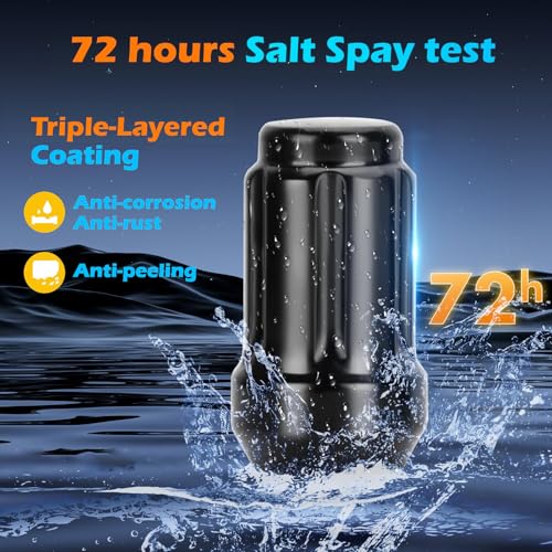 17PCS ATV 12x1.5 Lug Nuts Set, Black Spline Taper Seat Wheel Nuts (16+1) with Socket Key, for Polaris Ranger RZR XP General, Pioneer 500 700 1000, Aftermarket Wheel Use