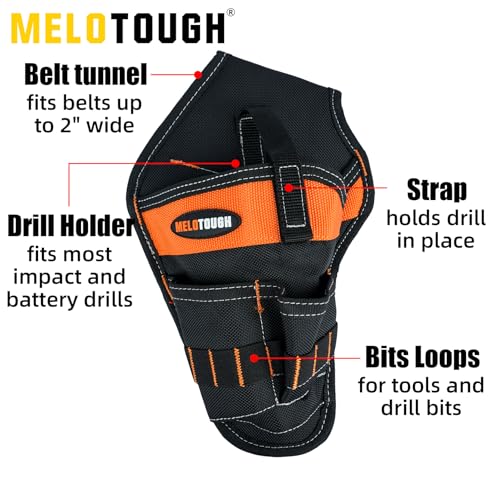 MELOTOUGH Tradesman Pro Drill Pouch for Tool Belt Left Handed Belt Cordless Drill Holder Tool Holster Impact Holster(Left Hand & Right Hand)