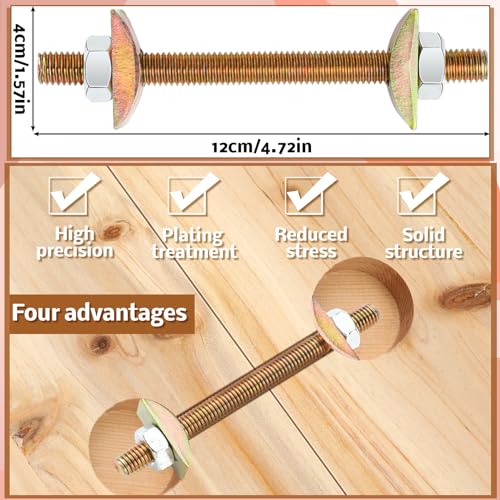 Gisafai 24 Set Countertop Connector 5/16" x 3-1/2" Furniture Fastening Butcher Block Hardware Table Joint Miter Draw Bolt Countertop Flip Connector Kit for Bed Frames Breadboard