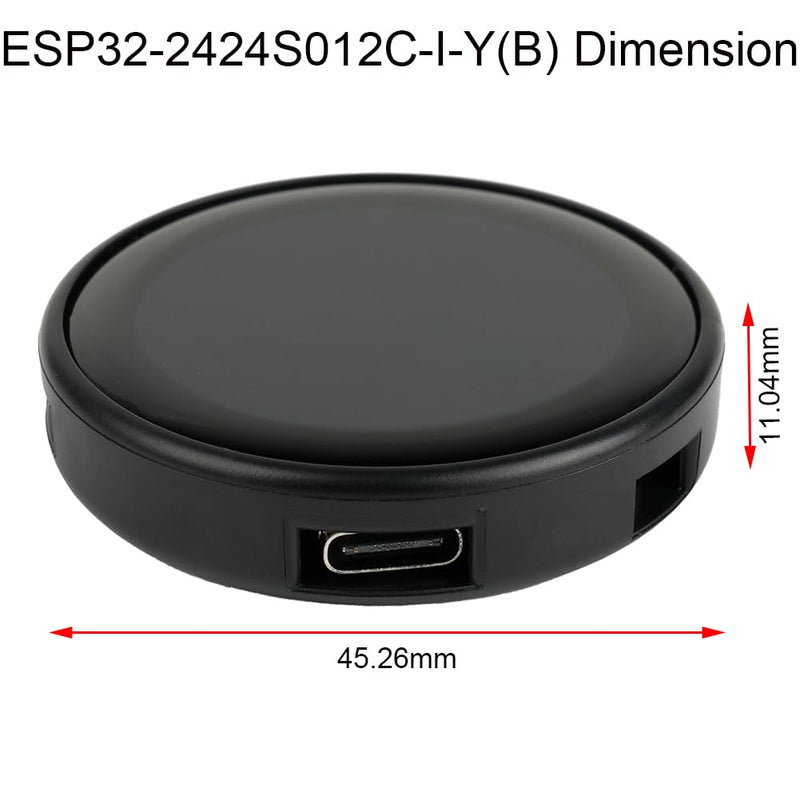 1.28" inch ESP32-C3 Round Display ESP32-2424S012C-I-Y(B) IPS Capacitive Touchscreen with Black Case 240x240 TFT LCD Module ESP32-C3 Development Board GC9A01 for Arduino IDE