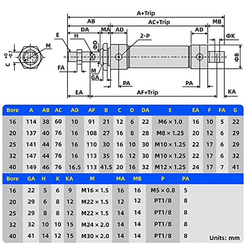 TAILONZ MAL Air Cylinder 32mm Bore 150mm Stroke with Y Connector (1Pc)