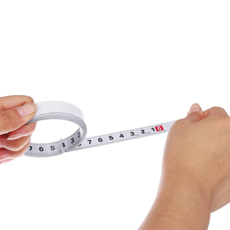 Self-adhesive tape measure, white painted scale tape measure, 2 m tape measure, self-adhesive, metric tape measure for sticking, 13 mm wide, left to right, for workbenches, tables, machines, desks, counters, walls 2 m