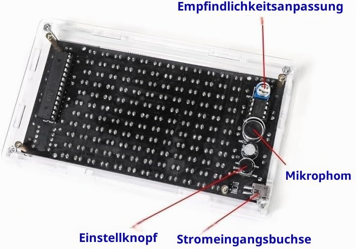 Audio Visualizer Electronic Kit DIY Kit, LED Light Musical Spectrum Electronic Kit, Soldering Kit with Components, Circuit Board, Housing, Audio Level Display for Electronic Enthusiasts, USB Powered