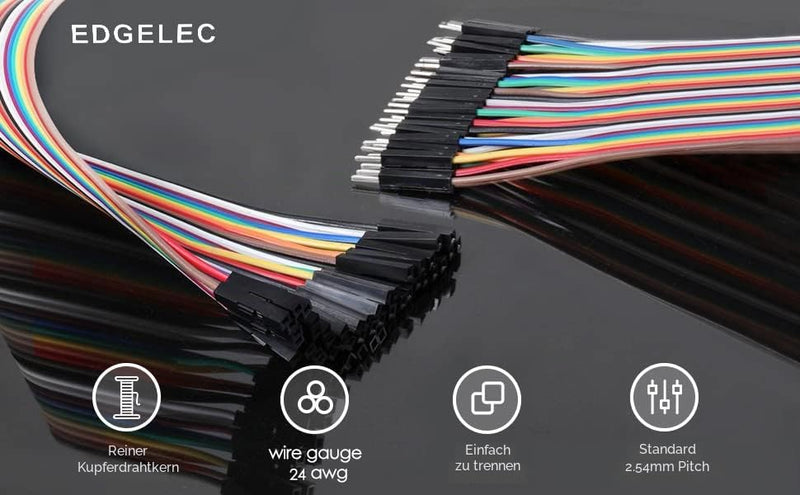 Pack of 120 Breadboard Jumper Wires 20 cm Cable Length Optional Dupont Cable Assorted Male to Female Multicolored Ribbon Cables 7.8 inch (20cm) 120 pieces (40 pin FF/40 pin MM/40 pin MF)