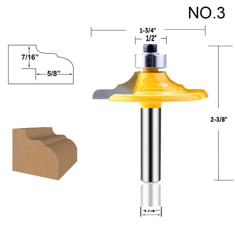 Router Bit Set 1/4-Inch Shank Door&Drawer Front Edging 4 PCS, Woodworking Milling Cutter Tools, Carbide CNC Router Grooving Mill Tool(1/4 Square) 1/4 Square