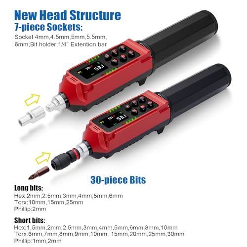 ANPUDS Digital Torque Screwdriver, 0.8-53.1 In-lb (0.09-6 Nm), ±1% Accuracy 0.8-53.1 in-lbs/0.09-6 Nm