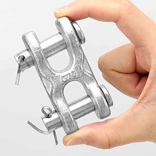 SINJEUN 6 Packs 3/8 Inch Double Clevis Link, Chain Repair Links, Twin Clevis Link for Warehouses, Factories and Seaports, WLL 6600 Lbs, G70, Silver