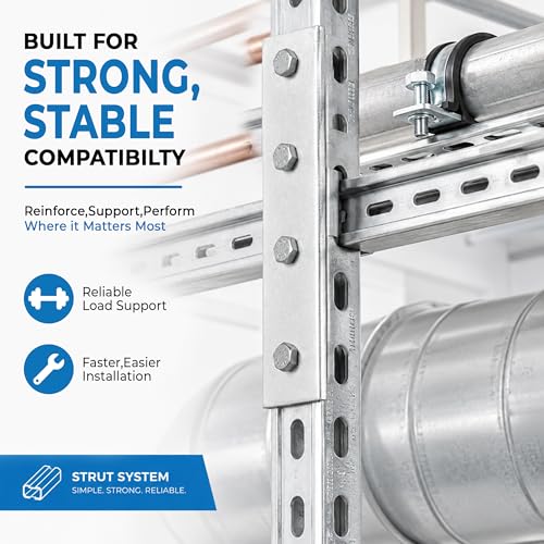 OHLECTRIC (5 Pack) 4-Hole Joist Splice Plates – Premium Zinc Electroplated Steel | 1-5/8" x 1/4", 9/16" Holes – Heavy-Duty Brackets for Wood, Metal, Framing & Furniture Repair 4 Hole Splice Plate