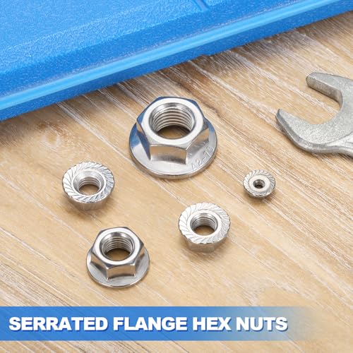 100Pcs Serrated Flange Hex Nuts-3/8-16-UNC 304 SS Bright Finish Silver 3/8"-16 100