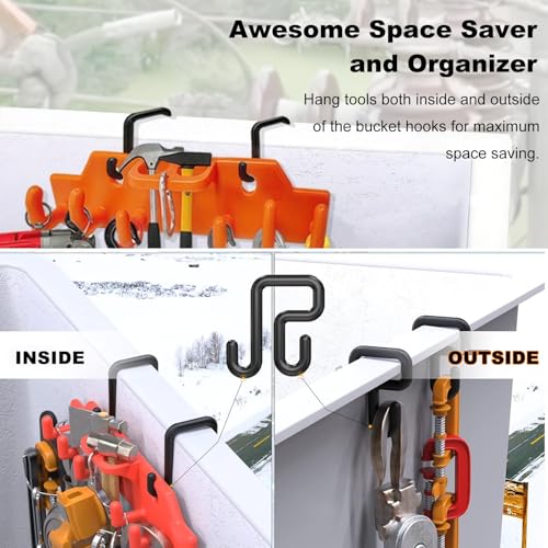 Lineman Tool Board Bucket Truck Tool Organizer for Bucket Hooks and Lineman Bucket Accessories Including 2PCS 2” and 2PCS 3” Aerial Bucket Hooks Orange electrician's tool board + black bucket hook