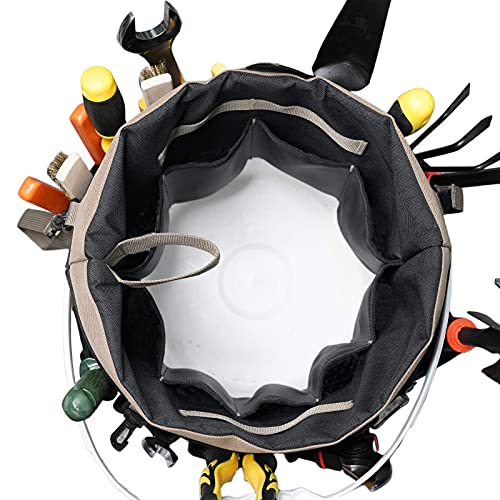 MELOTOUGH Bucket Tool Organizer With 35 Pockets Fits to 3.5-5 Gallon Bucket + Small Tool Pouch for Tool Belt,Electrician Tool Pouch,Tool Pouch Tool Holster with 13 Pockets