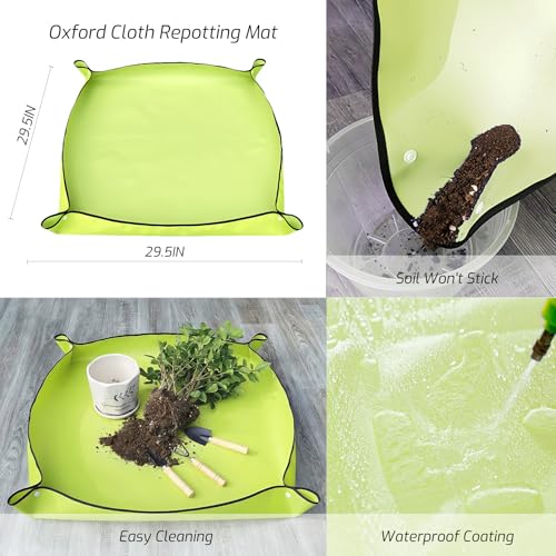 13-Piece Garden Tools Set with Tote Bag & Apron, Repotting Mat - Stainless Steel Heavy Duty Planting Kit, Ergonomic Non-Slip Handles - Gardening Gift for Women, Mom, Home Gardeners WHA-13PCS
