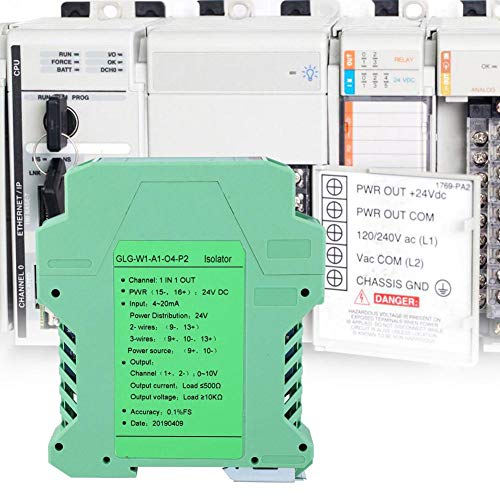 Akozon Current Signal Isolator Transmitter 4-20mA PLC Detection Signal Conditioner DC 24V (1 in 1 Out, 4-20mA to 0-10V)