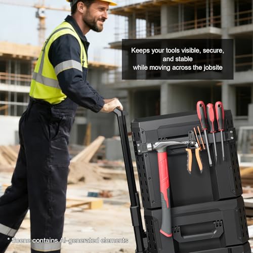 Magnetic Bar Mount Fits for ToughBuilt StackTech Rolling Tool Box, Heavy-Duty Magnetic Tool Holder Strip Mounts to Side of Toolbox, No-Drill Installation Keeps Tools Accessible