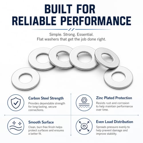 Acrux7 400PCS Steel Fender Flat Washers for 3/8 Washer Applications