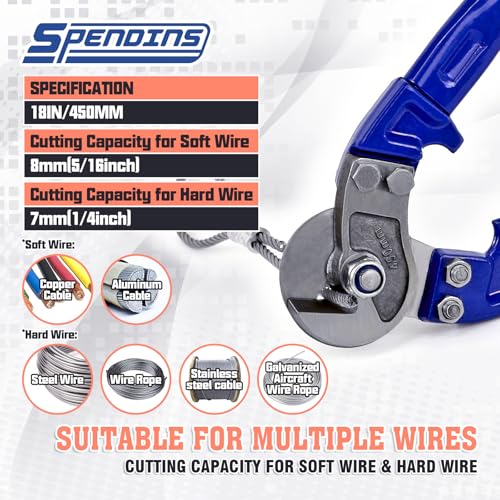 18" Wire Rope Cutter, Hardened Cable Cutter Cuts Up to 5/16" 18 INCH