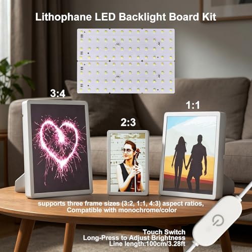 4PCS Lithophane LED Backlight Board Kit KC009 KC010 for Bambu Lab H2C/X1/P2S/A1 LED Light Board Backlights Makerworld Model Parts USB 3D Print Accessory Photo Model DIY Light Box