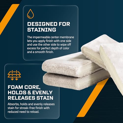 MāKRS Wood Finishing Prep Bundle – 2-Pack Staining Pads & 3-Pack Pro-Tack Cloths – Lint-Free Applicator Pads and Dust-Removing Tack Cloths for Wood Stains, Paints, and Finishes