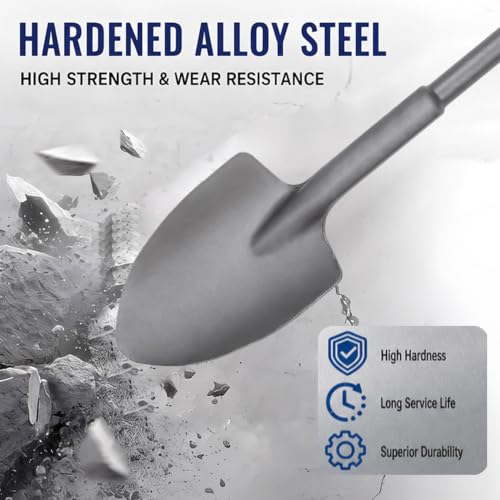 18'' SDS Max 40Cr Alloy Steel Clay Spade Bit, Jack Hammer Attachment for Trenching, Digging Clay, Gravel, Frozen Soil and Concrete Demolition