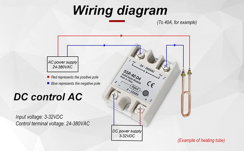 diymore 24V-380V SSR-40DA 40A 3-32V DC-AC Solid State Relay Module